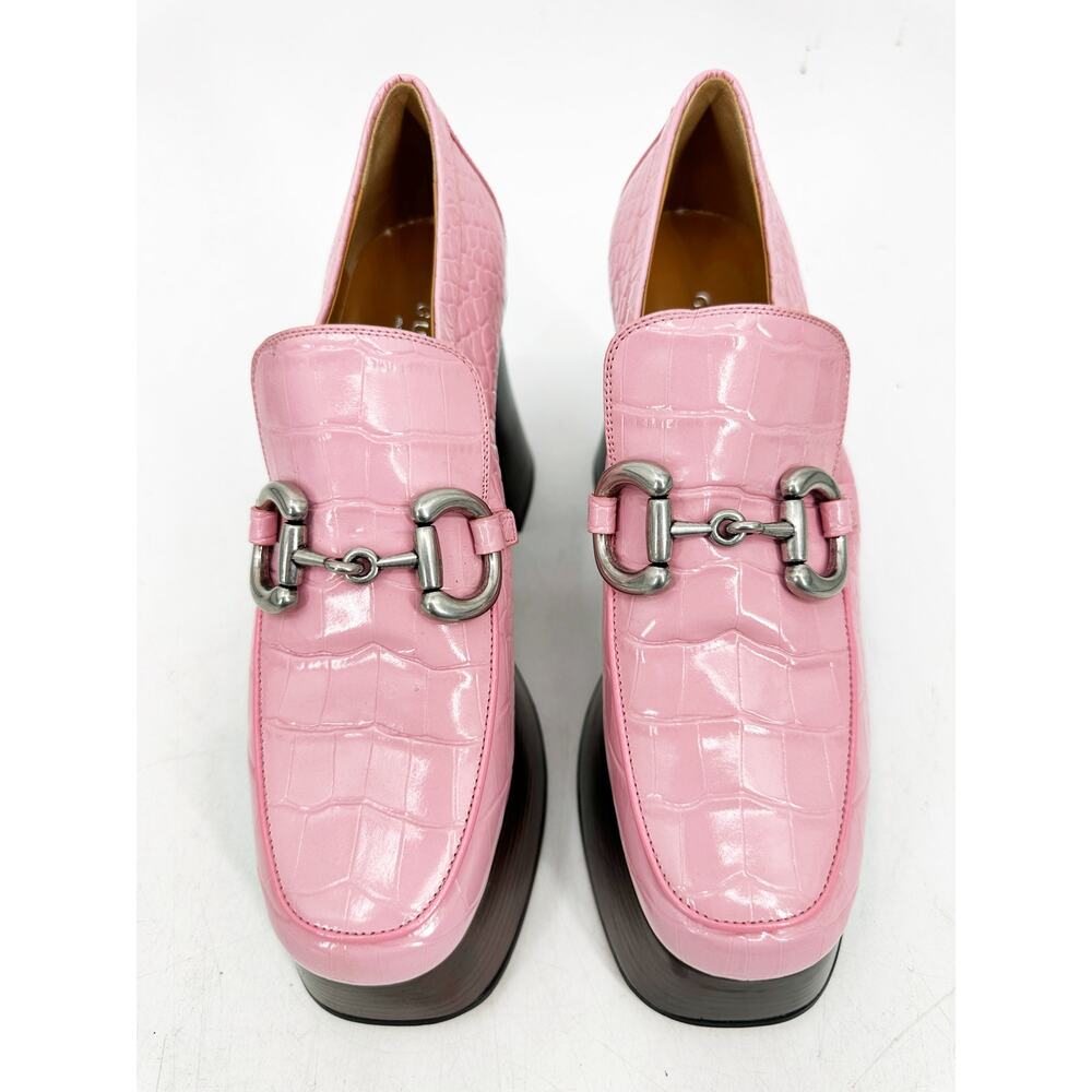 Gucci Horsebit Croc Platform Loafers Woman Heels Pink 36.5 - Picture 9 of 9